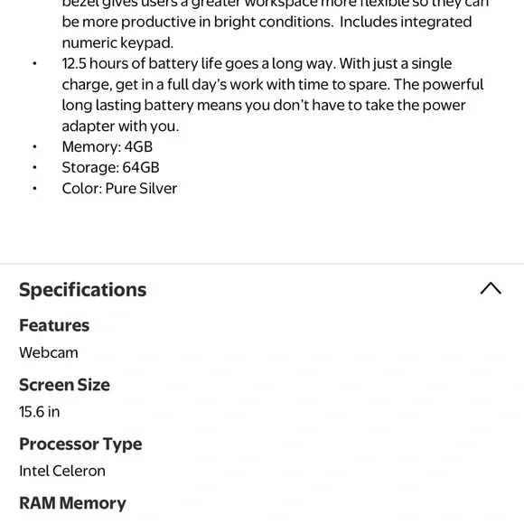 NIB Acer Chromebook 315 15.6 HD intel 4GB ram 64GB Silver - Picture 5 of 5